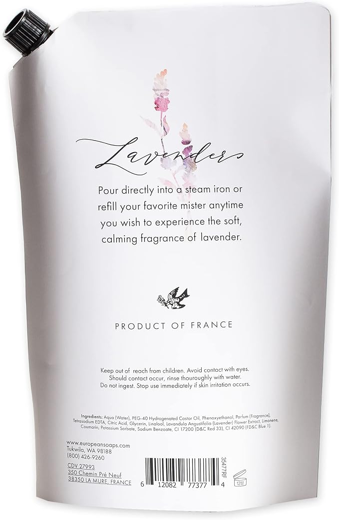 Pre de Provence Provincial Lavender Collection Soft Calming Scent for Your Home, Linen Water Refill, 33.8 fl oz