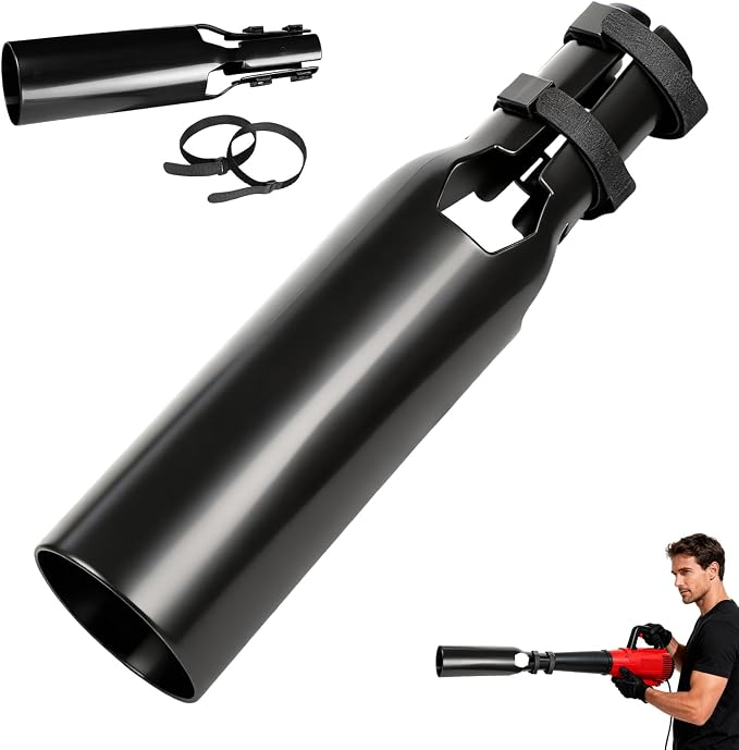 Leaf Blower Attachment, Airflow Amplifier Instantly Boosts Airflow (Black) | Upgraded Leaf Blower Extension Booster Attachment, for Circular Nozzle Diameter of 2-4 inches