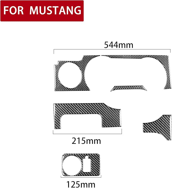 Real Carbon Fiber Trim for Ford Mustang GT Shelby Accessories | for 2005 2006 2007 2008 2009，Instrument Cluster Central Console Cover，Thick Overlay Sticker Decal，6PCs