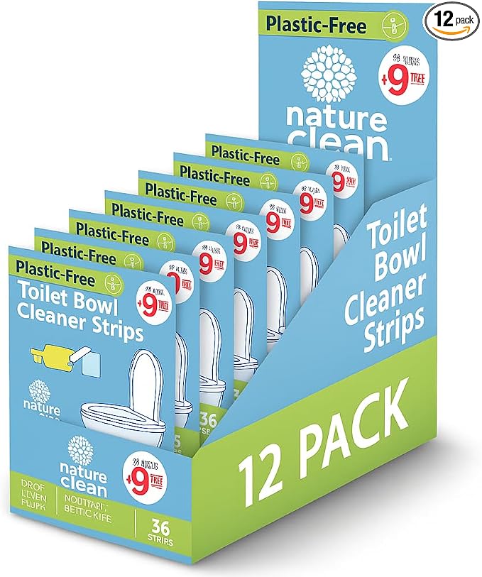 Nature Clean Non-Toxic Toilet Bowl Cleaners Strips 45 count, Pack of 12, Plastic-Free & Natural Toilet Cleaner No Harsh Chemicals Septic Safe, Zero Waste Refresh Toilets & Bathroom with Fresh Scent