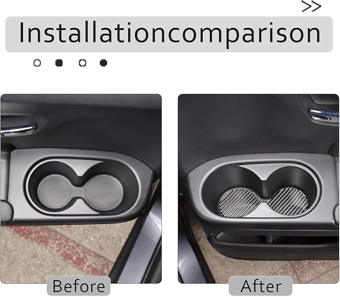 Car Interior Door Groove Gate Pad, Inner Door Slot Mats, Car Cup Holder Coaster Mat for Honda Pilot 2016-2022/ Passport 2019-2023, Carbon Fiber (2rd Row Cupholder Slot Mat)