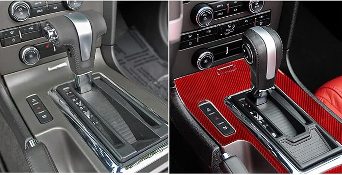 Real Carbon Fiber Trim for Ford Mustang Accessories | for 2009 2010 2011 2012 2013 2014 Gear Shift Panel Cover Frame Interior Thick Overlay Decal 2PCs