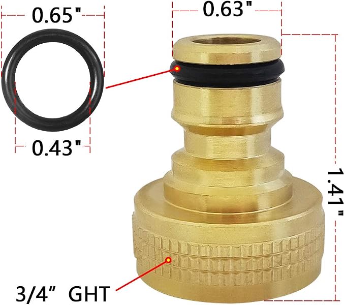 HQMPC Garden Hose Quick Connect Solid Brass Quick Connector 3/4 inch GHT (4 Sets)