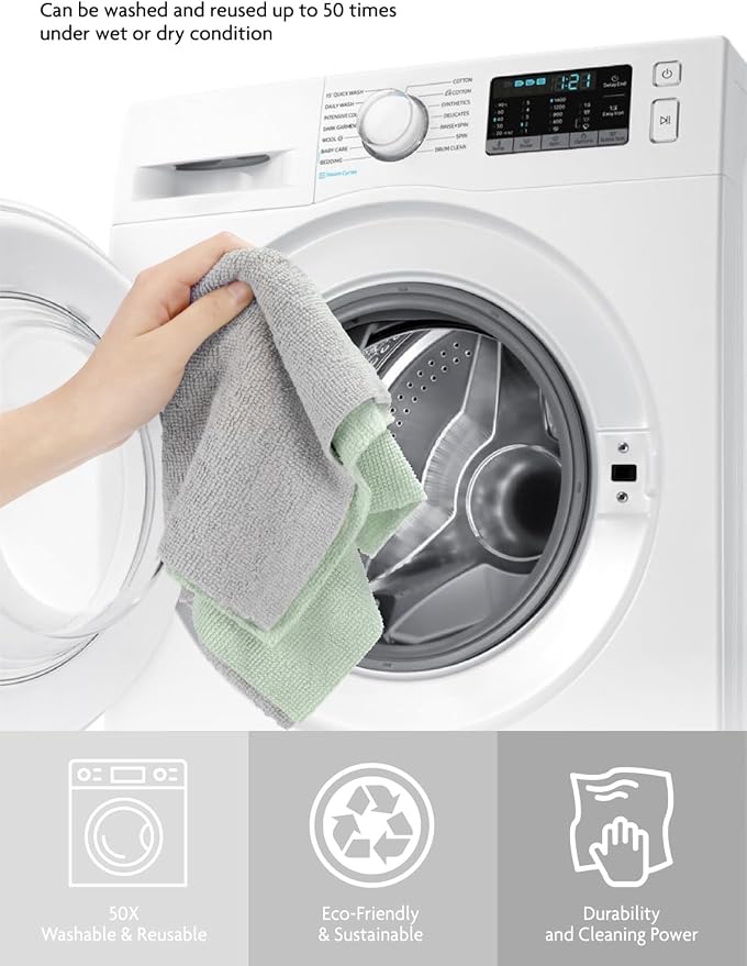 Fantasticlean Microfiber Cleaning Cloth Roll- 75 Sheets, 12"x12"(MossGreen) | Super Absorbent, Lint-free, Tear-away Microfiber Towel Roll, for All-Purpose Cleaning, Reusable Alternative to Paper Towels