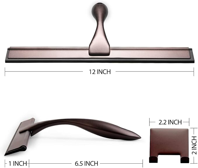 Hiware All-Purpose Shower Squeegee for Shower Doors, Bathroom, Window and Car Glass - Bronze, Stainless Steel, 12 Inches