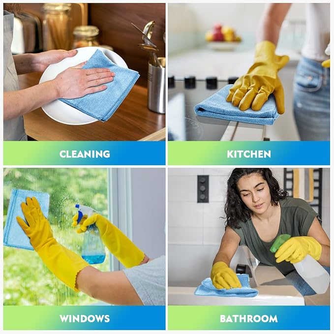 HOMEXCEL Blue Microfiber Cleaning Cloth 20 Pack 11.5 x 11.5 inch Microfiber Towels for Cars Ultra Absorbent Car Washing Cloth Lint Free Streak Free Cleaning Rags for Car, Kitchen Window