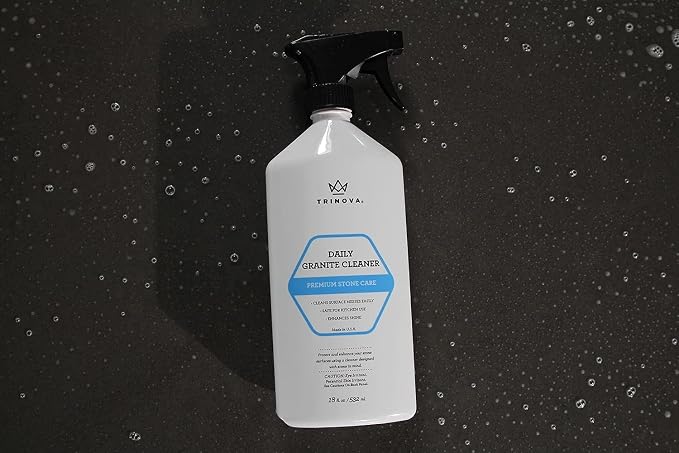 TriNova Granite Cleaner & Polish Gallon Refill for Daily Use - Made in USA, Enhances Shine, Streak-Less - for Counter-Tops, Marble, Stone, Bathroom Tile Kitchen, & Islands - 18 fl oz, 24PK