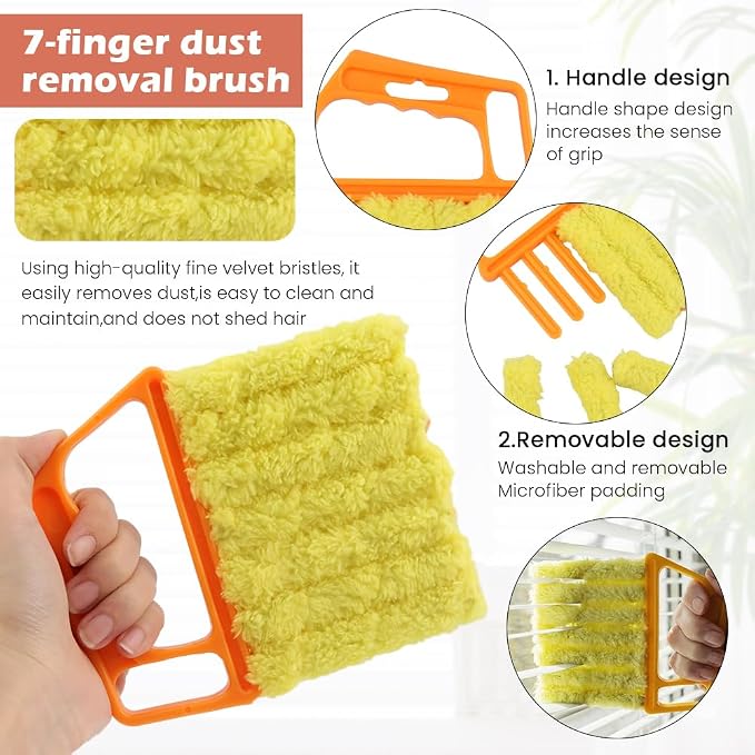 5 Pack Window Blind Cleaner Kit, Washable Microfiber Blind Cleaning Tool with Air Vent Cleaner, Window Track Cleaning Brush, Dust Cleaner for Window Blinds, Air Vents, Tracks & Fans