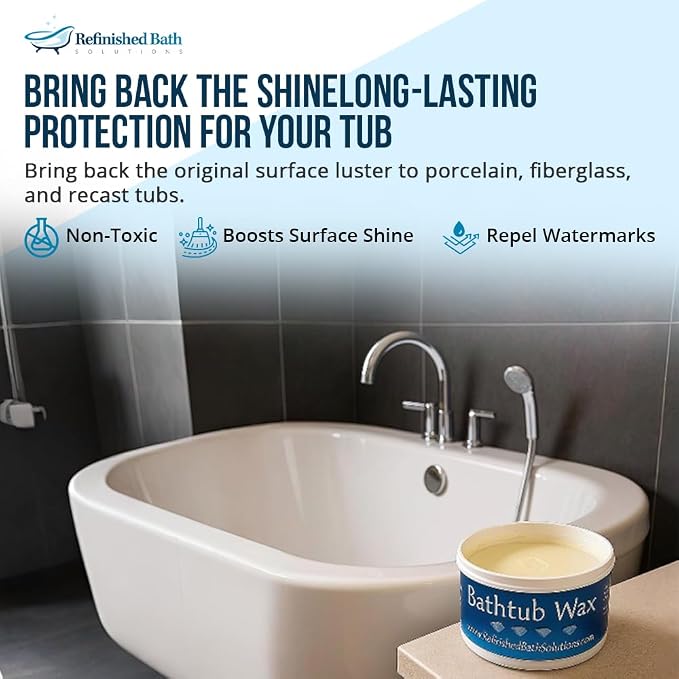 Ekopel 2K Bathtub Wax | Polish & Seal for Porcelain & Fiberglass Tubs | Watermark & Scum Repellent | Easy DIY Shine