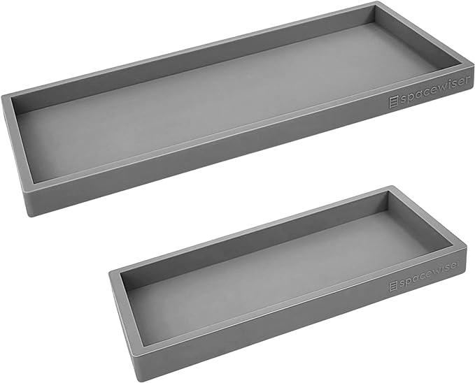 Spacewiser Countertop and Vanity Tray - 2 PC (11” and 7”) Shatterproof Silicone Kitchen and Bathroom Trays for Counter, Kitchen Soap Dispenser Tray, Vanity Trays for Bathroom, Perfume Key Tray