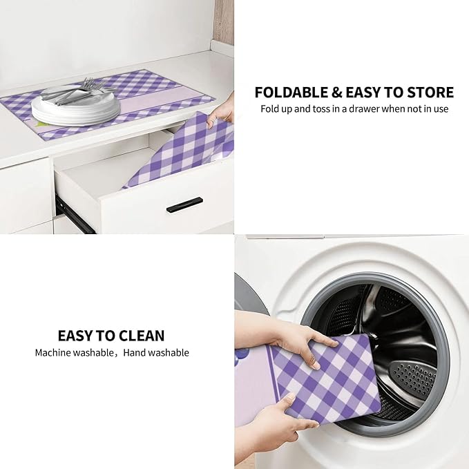 Purple Grapes Dish Drying Mat 18x24 For Kitchen Counter Absorbent Microfiber Dishes Pad Dish Drainer Rack Mats Fast Dry Kitchen Accessories
