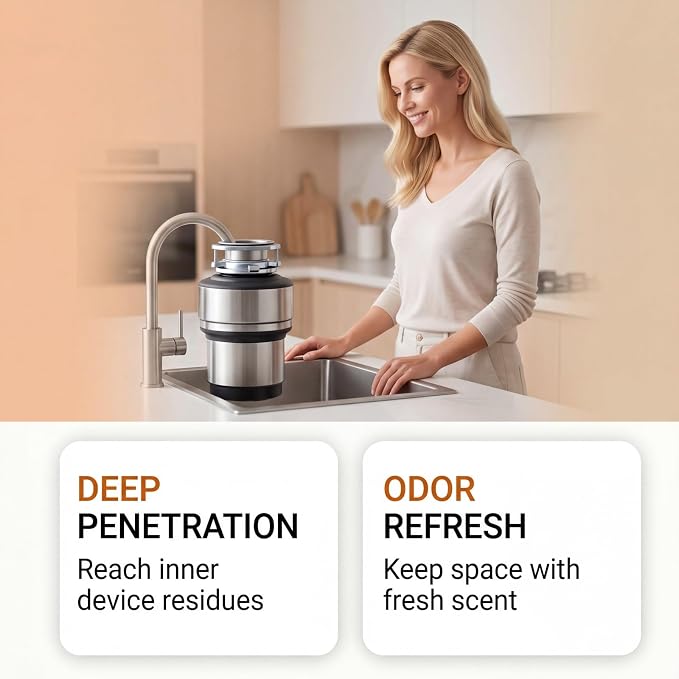 Deep Clean Disposal Tablets,sink cleaner, garbage disposal cleaning tablets, kitchen drain clean care, powerful kitchen foam cleaner, Fresh Citrus Foam Sink Garbage Disposer Freshener 12p (1pcs)