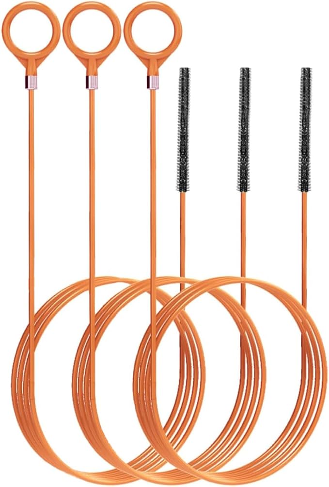 3pcs 50 Inch Drain Snake Hair Clog Remover Tool, Anti-Break Metal with Nylon Coating Sink Snake, for Bathroom Sink, Tub, Shower, Pipe Drain