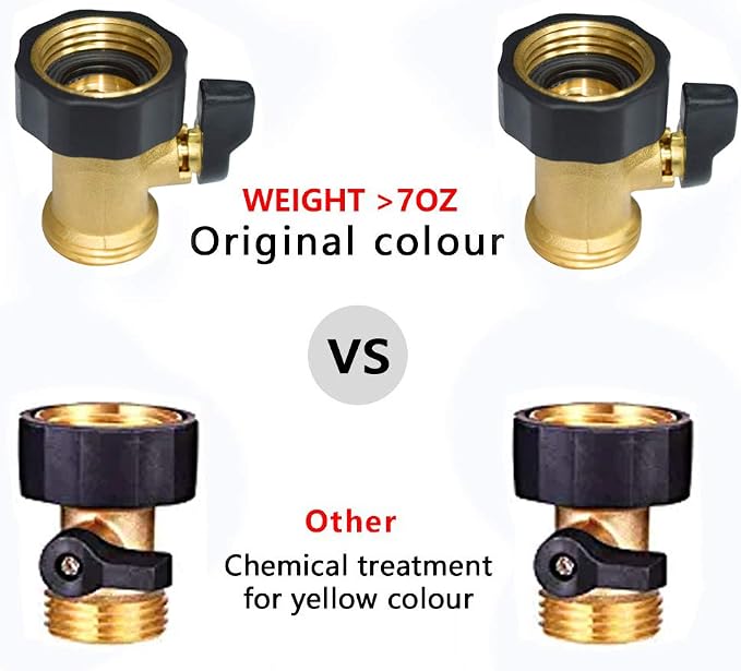 HQMPC Heavy Duty Brass Shut Off Valve Garden Hose Shut Off Valve Garden Hose Connector (2PCS) +4 Extra Pressure Washers