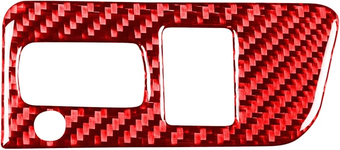 Real Carbon Fiber Decals Headlight Switch Button Cover Red Trim Stickers Compatible with Scion FR-S 2013 2014 2015 2016 / Toyota 86 2017 2018 2019 2020 Accessories Type-A