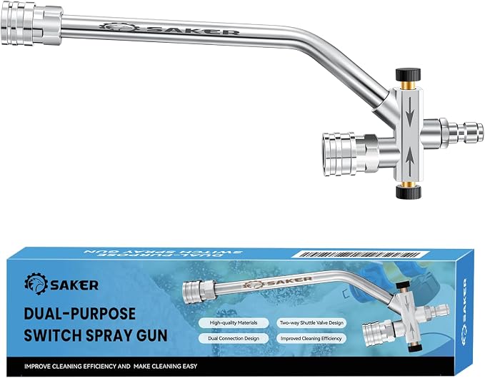 Saker Foam Cannon Dual Connector Accessory, Dual-Purpose Switch Spray Gun,Foam Cannon for Pressure Washer for Car Washing and Cleaning