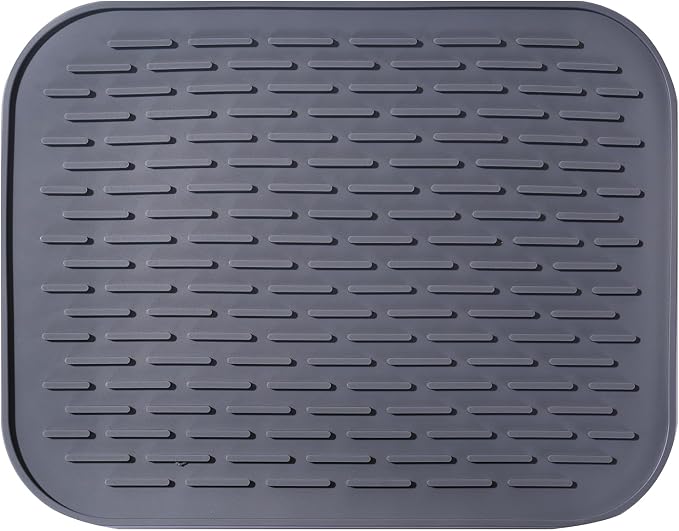 Dish Mat Silicone Dish Drying Mats Works For Drying Stemware Cocktail Glasses Silverware Pots Pans Knives and Dish Rack for Kitchen Counter Sink Bar Pads Easy to Clean (11.5" x 9.1")