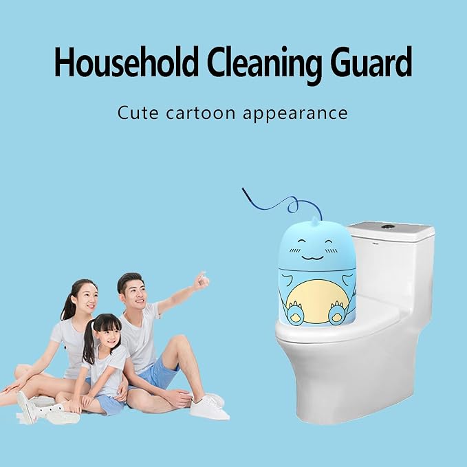 Toilet Bowl Cleaner Bottle for Tank Cleaner Blue Cute Dinosaur Long Lasting Automatic Toilet Clean Deodorizer Decorative Household Bathroom Cleaning Supplies-Marine Scent