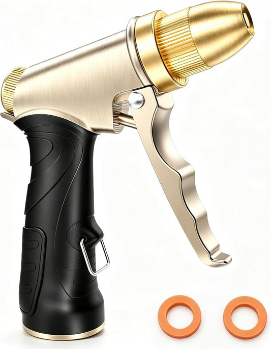 Garden Hose Nozzle, Heavy Duty Metal Spray Nozzle | Upgraded, High Pressure, Adjustable Spray Patterns, For Watering Plants, Car Washing, Pet Showering