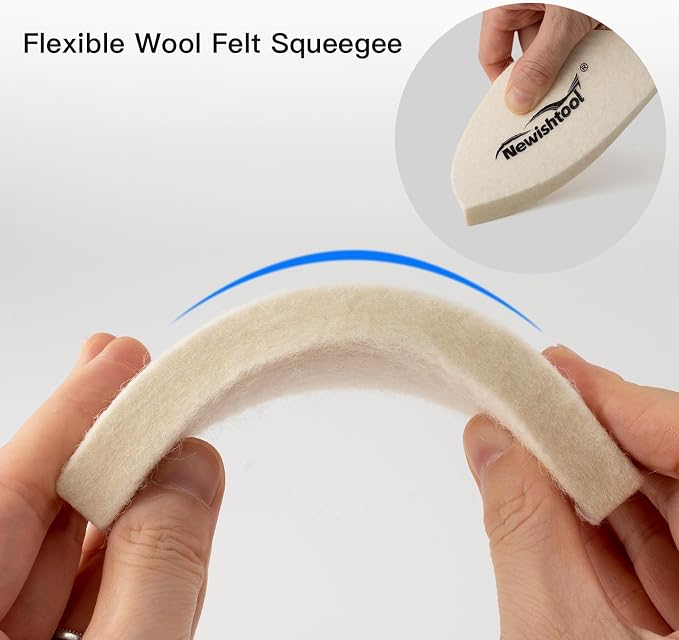 NEWISHTOOL 3 PCS Wool Felt Squeegee Window Tint Tools, Scratch-Free Scraper | Soft Woolen Squeegee for Vinyl Wrap, Glass Tint Film, Car Wrapping, PPF Installation, Felt Squeegee for Vinyl, Scrub Block