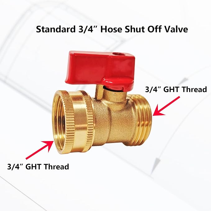 HQMPC Heavy Duty Brass Shut Off Valve Big Flow,Garden Hose Shut Off Valve For Garden Lawn Irrigatiion Garden Hose Connector Big Handle Easy Turn On Off (2PCS) +4 Extra Pressure Washers