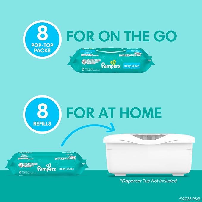 Pampers Baby Wipes, Complete Clean Baby Fresh Scented Wipe, Gently Cleans Head to Toe, 1152 Total (16 Flip-Top Packs)