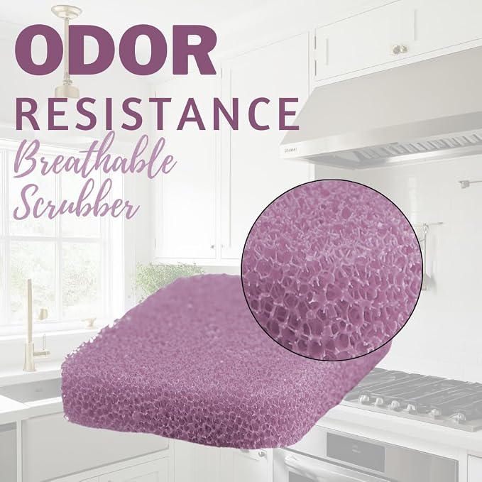 Peachy Clean Silicone Dish Sponge Scrubbers, Fresh & Clean Scent, Non-Scratch, Odor-Resistant, Durable Dish Sponges for Kitchen 3pk
