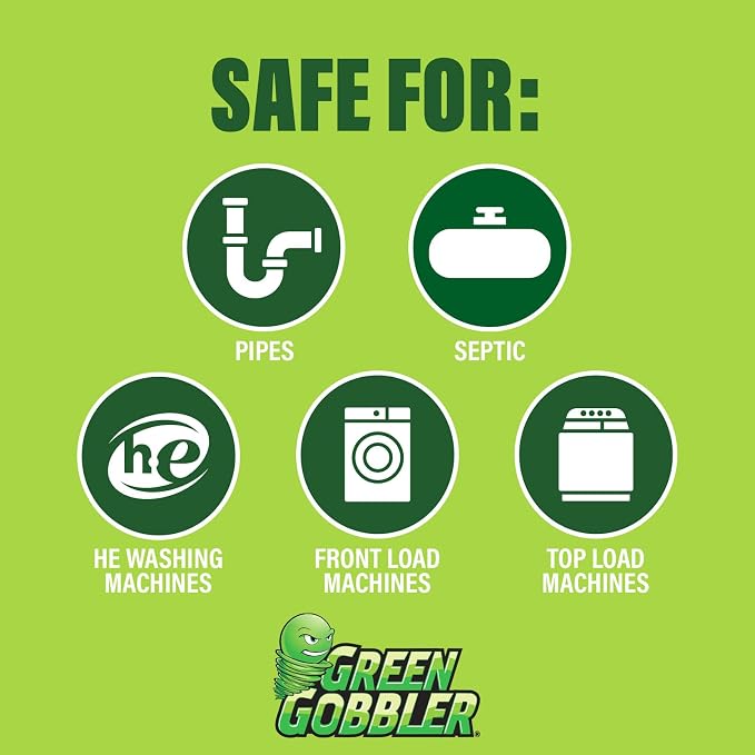 Green Gobbler Premium Washing Machine Cleaner & Deodorizer Tablets with Pipe, Drain & Hose Clean Technology | Front & Top Load Washers | 28 Count