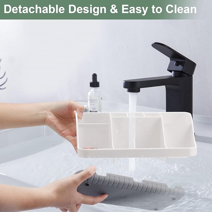 GFWARE Toothbrush Holders for Bathrooms Countertop Organizer - Kids Electric Toothbrush and Toothpaste Holder Detachable 7 Slots Tooth Brush Organization Bathroom Accessories Storage Vanity, White