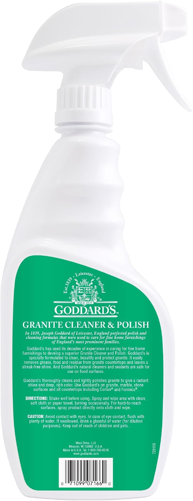 Goddard's Granite & Marble Spray Polish - Clean and Shine Countertops, Tile, and Stone with Carnauba Wax - Water Stain Protection, 23oz