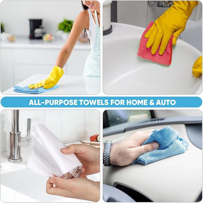 AIDEA Microfiber Cleaning Cloth-330 Sheets 6 Roll, Red Shop Rags 11×9" | Reusable Paper Towels, Car Cleaning Towels, Shop Towels Cleaning Rags for Automotive, Mechanic, Workshops, House