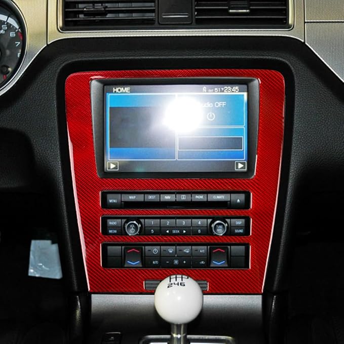 Real Carbon Fiber Trim for Ford Mustang Accessories | for 2009 2010 2011 2012 2013 2014 Navigation Control Panel GPS Display Cover Interior Thick Overlay Decal