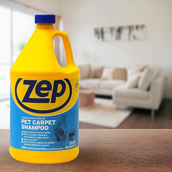 Zep Premium Pet Carpet Shampoo - 1 Gallon (Case of 4) ZUPPC128 - Concentrated Pro Formula Removes Tough Pet Stains and Odors