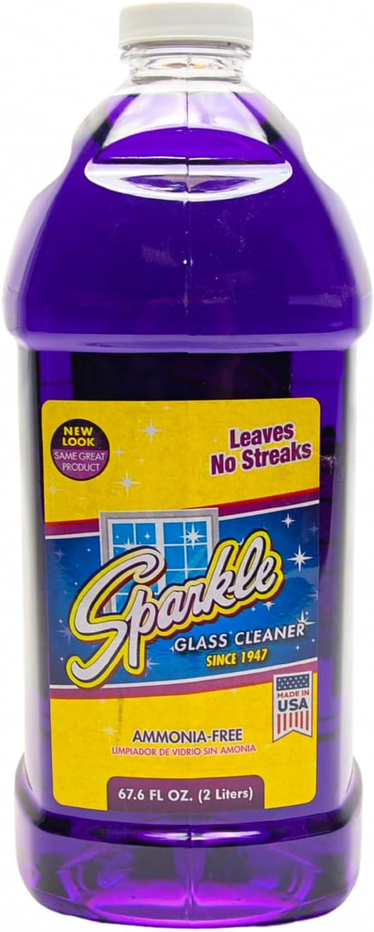 Sparkle Ammonia-Free Glass Cleaner Refill, Heavy Duty Streak-Free Window & Mirror Cleaner Spray, Original Formula, 2L Bottle (Pack of 1)