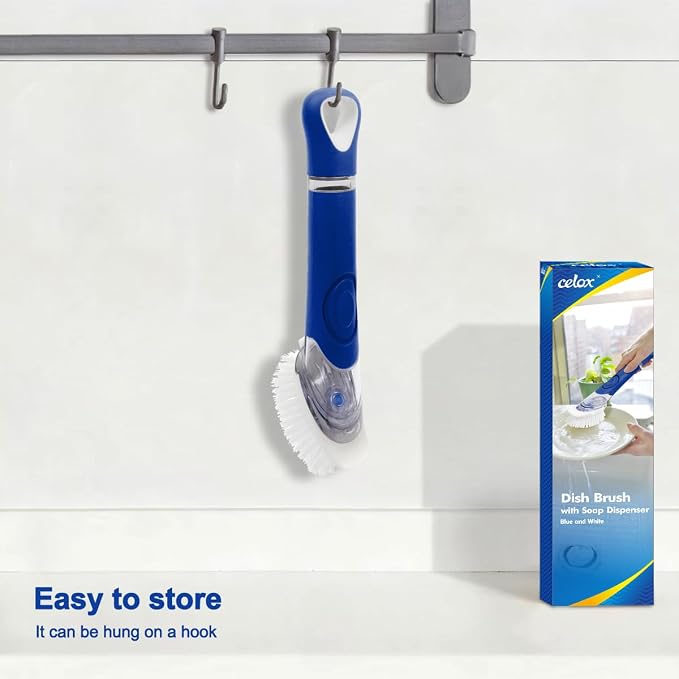 CELOX Dish Brush with Soap Dispenser, Soap Dispensing Brush with Handle