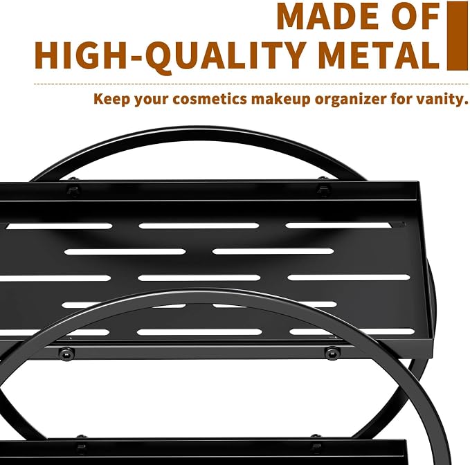 Bathroom Counter Organizer, Black Perfume Organizer for Dresser, 2 Tier Bathroom Organizer Countertop, Vanity Makeup Organizers, Skincare Display Tray for Bathroom Sink Storage