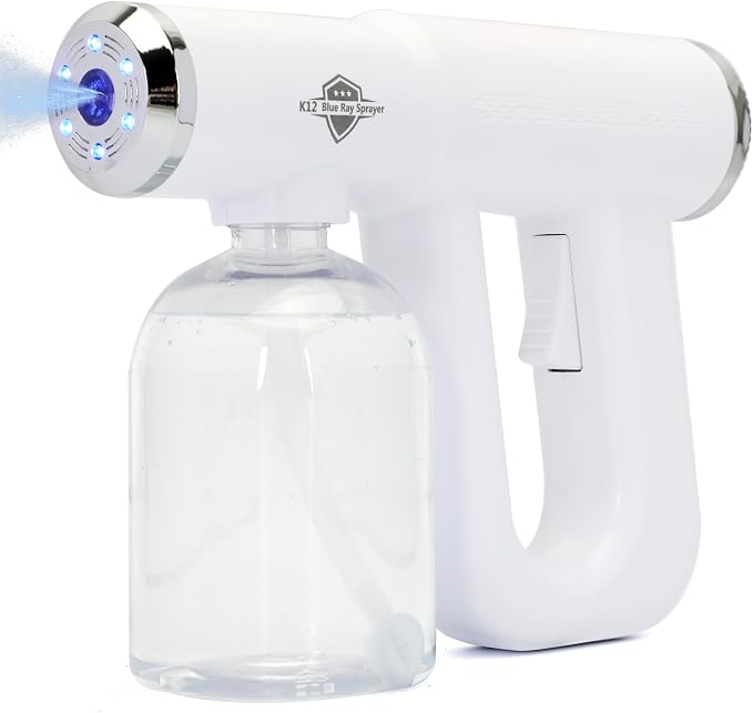Disinfectant fogger, K12 Blue Ray Disinfectant Fogger Machine, ULV Nano Sanitizer Gun, Cordless Rechargeable Handheld Sanitizing Sprayer, Electrostatic Portable Sprayerf for Home, Office or Travel