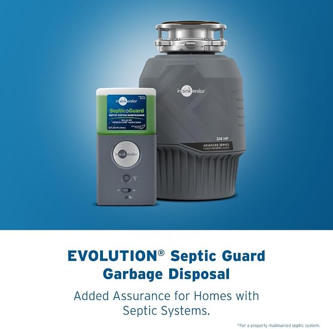 INSINKERATOR Evolution Septic Guard 3/4 HP Garbage Disposal, Advanced Series EZ Connect Continuous Feed Food Waste Disposer and INSINKERATOR BOOST System with Septic Guard