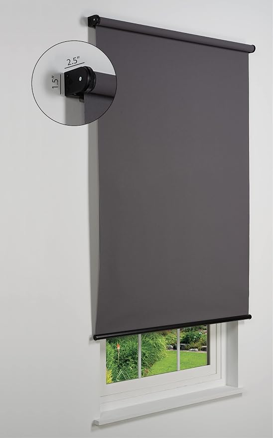 Customizable Cordless Light Filtering Sierra Collection Roller Shade, Dark Grey 60" to 65" W X 54" H (Arrives 1/4" Narrower)
