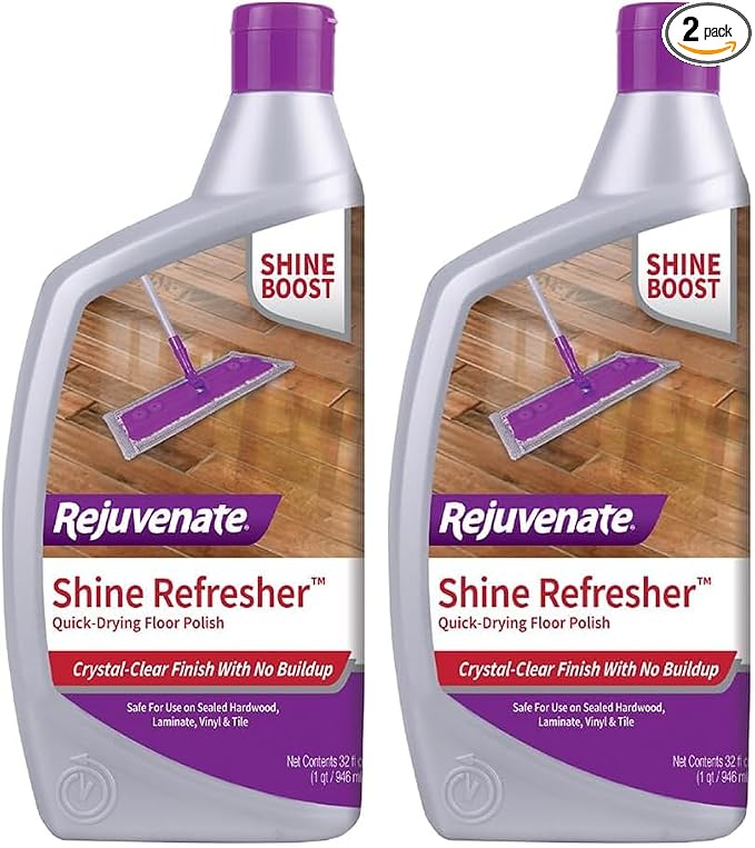 Rejuvenate Shine Refresher Floor Polish Renews Shine On Newer And Recently Restores Floors Including Sealed Hardwood,Laminate,Vinyl And Tile,32 Ounces,(Pack of 2)
