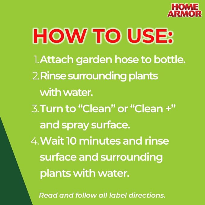 Home Armor Outdoor Cleaner+, 64 oz., Remove Stains from Mold, Mildew, Algae, Dirt and Grime for Visible Results in Seconds, No Scrubbing Required, Plant Safe When Used as Directed