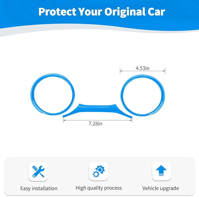 RT-TCZ for Jeep JL Dashboard Instrument Panel Gauges Trim Ring Cover for Jeep Wrangler JL JLU Gladiator JT 2018-2023 Light Blue Interior Accessories 3pcs