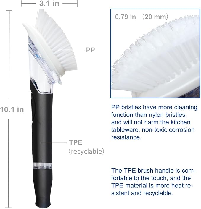CELOX Dish Brush with Soap Dispenser, Dish Soap Brush with Handle
