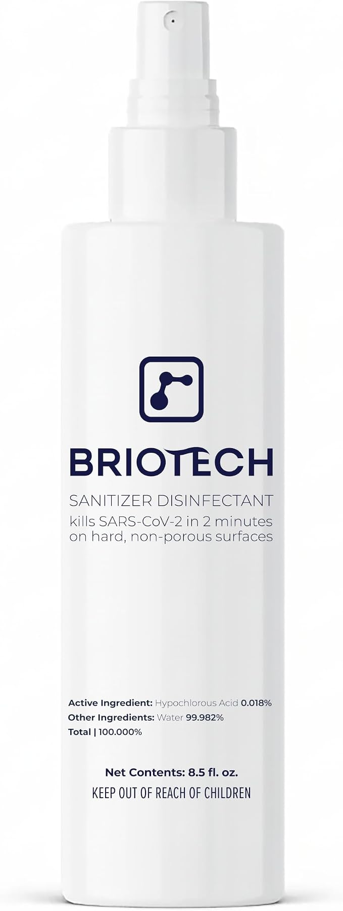 BRIOTECH Sanitizer Disinfectant Hypochlorous Spray, Kill 99.99% of Viruses & Bacteria, Control Mold, Eliminate Odor, Gentle for Nursery & Play Rooms, Food Contact Surface Sanitizer, 8.5 fl oz