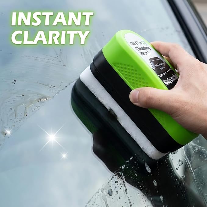 2-Pack Automotive Oil Film Cleaning Brush, Car Clear Vision Glass Cleaner，Upgraded 2.0 Oil Film Cleaning Brush Set – Windshield Polish & Window Cleaner for Ultimate Clarity