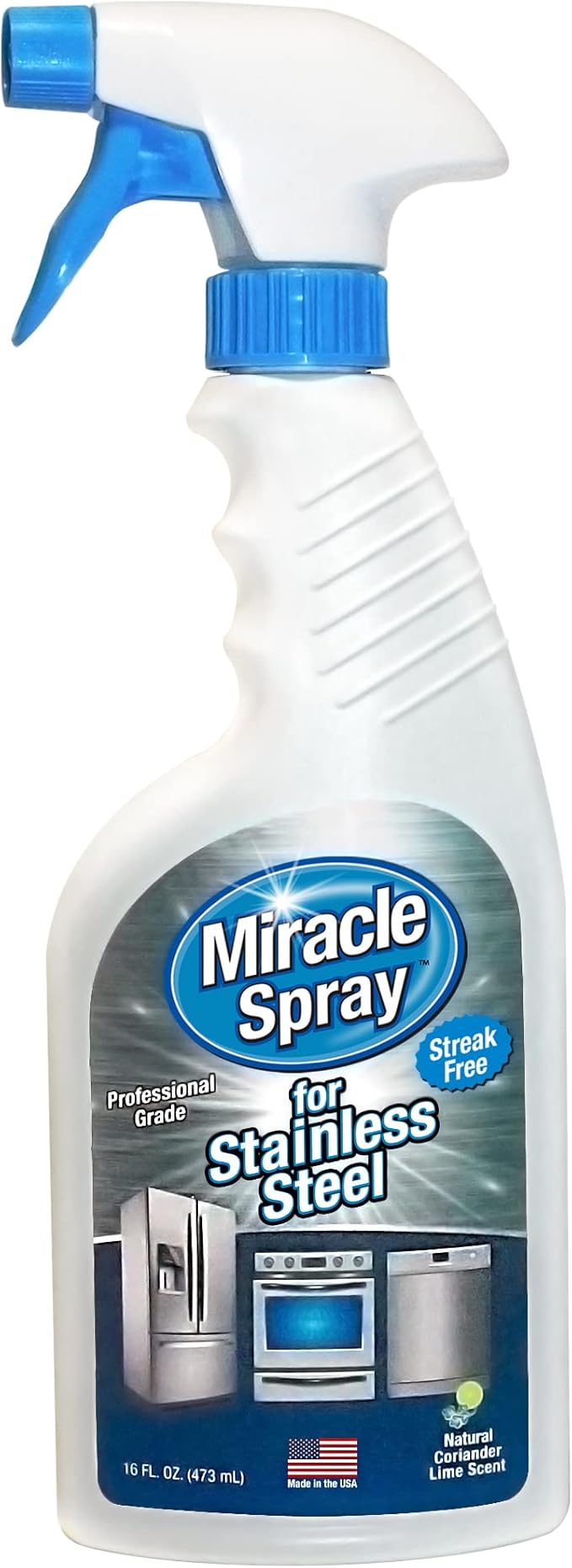 MiracleSpray for Stainless Steel, Cleaning Spray, Removes Fingerprints and Smudges From Oven, Refrigerator, Microwave, Sink, Hood, and Grill, 16 Ounce