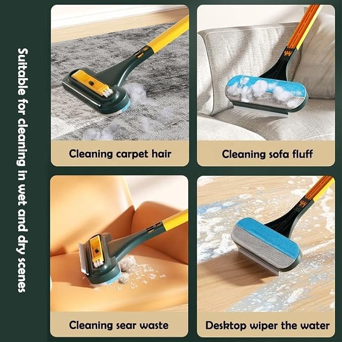 Upgrade Window Screen Cleaner, 2 in 1 Detachable Window Cleaning Brush with Squeegee, Wet Dry Dual-Use Multi-Functional Glass Net Cleaner Tool for Dusty Corners, Patio, Door, Porch Screens (1)