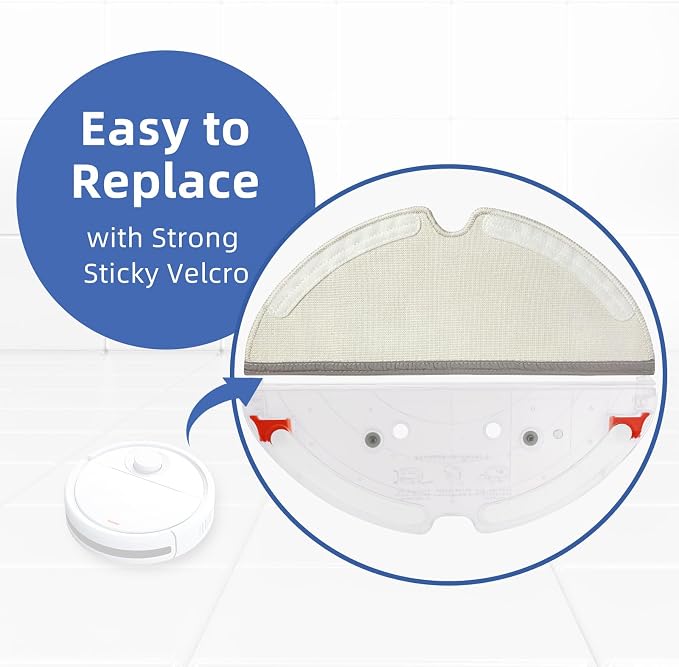 SONGRUI Mop Pads Compatible for Roborock Q5 Pro, Q8 Max, Q7 Max, S5 Max, E4 | E5, S5, S6, S6 Pure, S6 MaxV, Q5, Q5 Pro+, Q7, Q7 Max, Q8 Max+ Vacuum Robots 4 Pcs Microfiber Spare Refill Kit