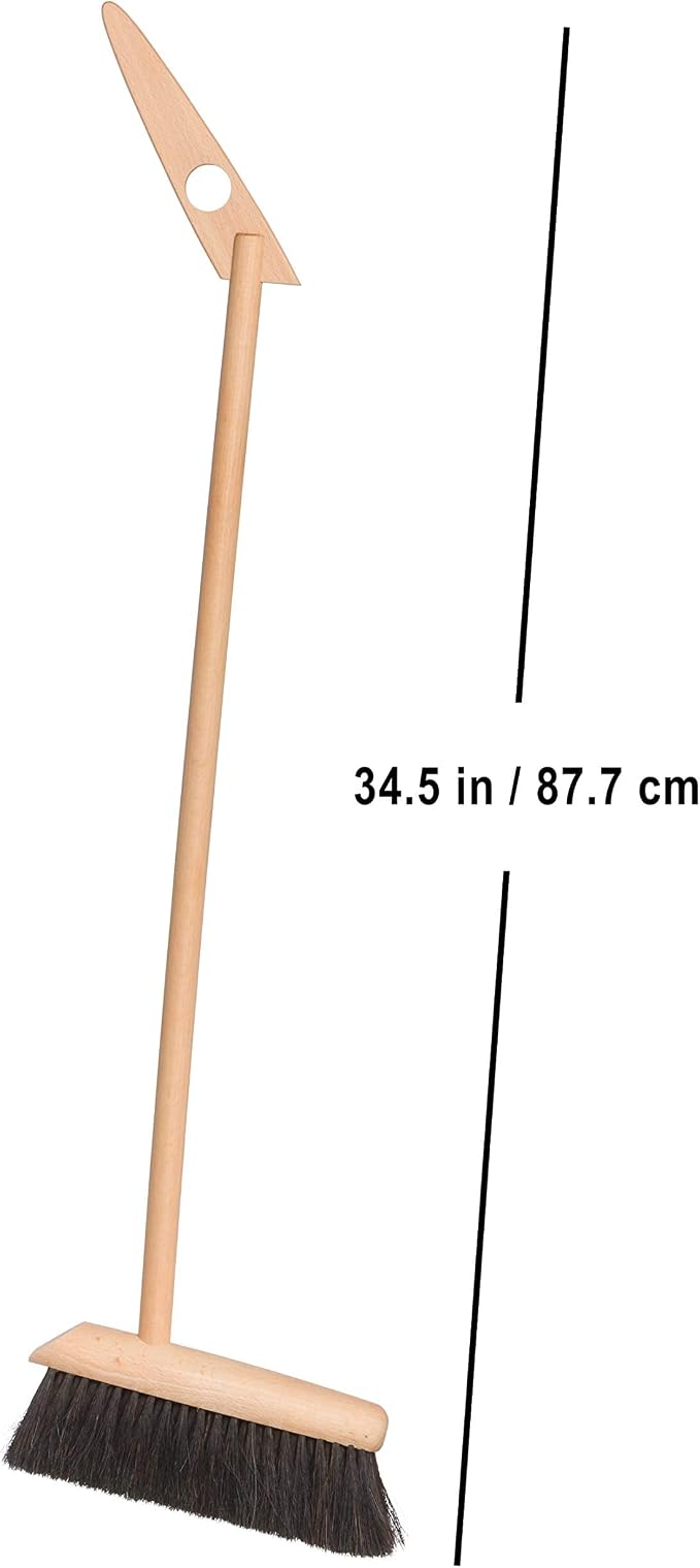 REDECKER Horsehair Broom & Stainless Steel Dust Pan Set - Oiled Beechwood Handles, 35-3/8 Inch - Broom & Dustpan Combo for Home, Kitchen, Outdoor Use - Wooden Broom and Dustpan Set, Made in Germany