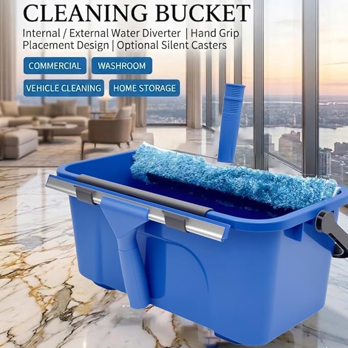 Window Cleaning Kit with 3 Gallon Bucket, 14" Window Squeegee and Scrubber with Long Handle, Professional Window Washing Equipment Cleaner Tool Streak-Free for Home, RV, Commercial Use